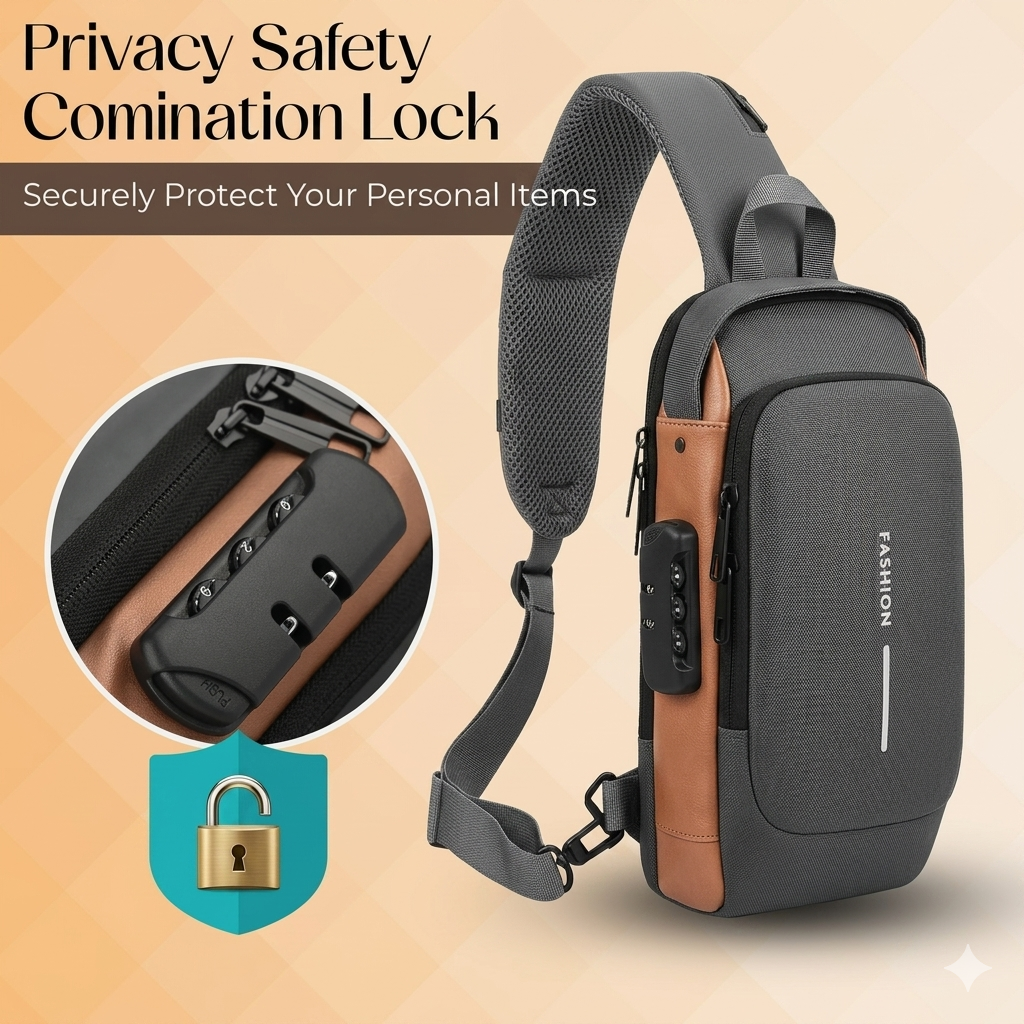 Anti-Theft Sling Bag With A USB Charging Cable