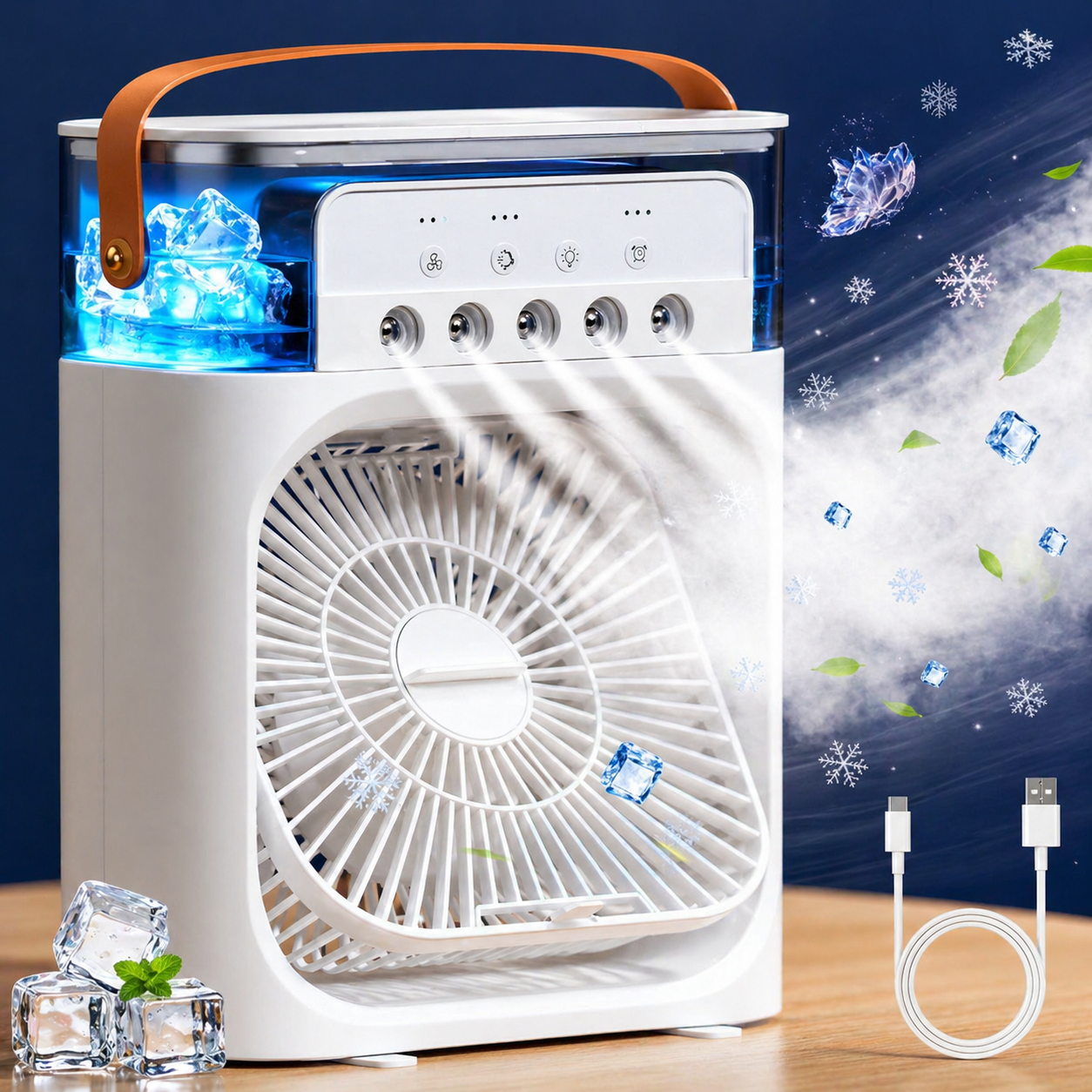 NOVA Portable Air Cooler Fan with 7-Color Light – Personal AC Fan