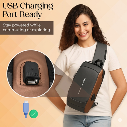 Anti-Theft Sling Bag With A USB Charging Cable