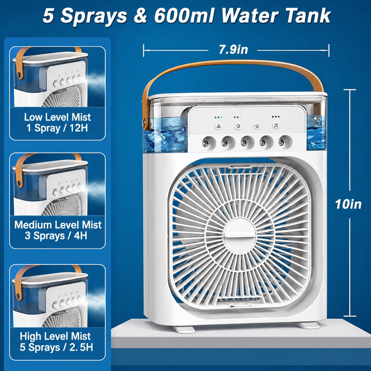 NOVA Portable Air Cooler Fan with 7-Color Light – Personal AC Fan
