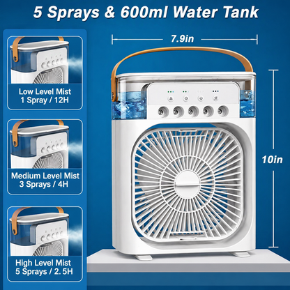 NOVA Portable Air Cooler Fan with 7-Color Light – Personal AC Fan